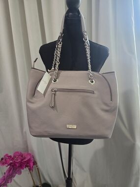 Jessica Simpson Mauve Pebbled Tote with Chain Shoulder Straps